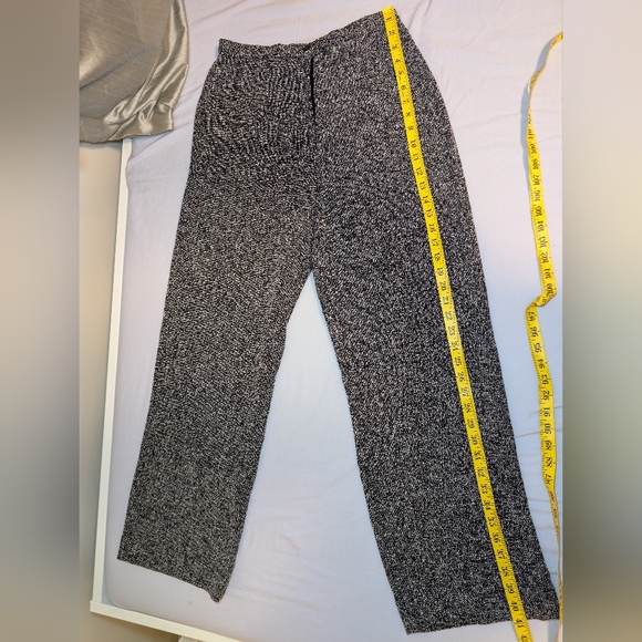 Oblique Black and White High Waisted Wide leg Textured Pants - Picture 3 of 16